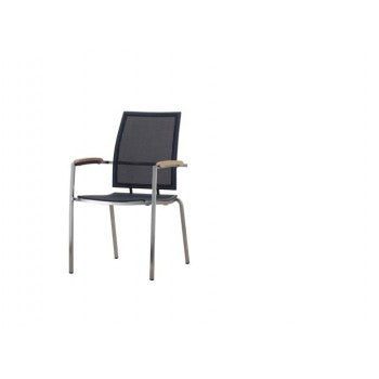 Zunix Sling Arm Chair w/Durawood Armrest - Sling & Stainless Steel