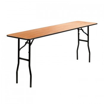 18'' X 72'' RECTANGULAR WOOD FOLDING TRAINING / SEMINAR TABLE WITH SMOOTH CLEAR COATED FINISHED TOP [YT-WTFT18X72-TBL-GG]
