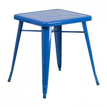 23.75'' SQUARE BLUE METAL INDOOR-OUTDOOR TABLE