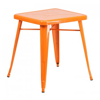 23.75'' SQUARE ORANGE METAL INDOOR-OUTDOOR TABLE