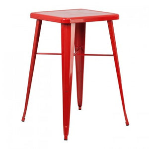 23.75'' SQUARE RED METAL INDOOR-OUTDOOR BAR HEIGHT TABLE