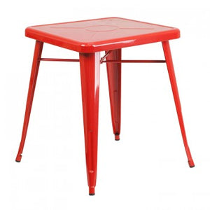 23.75'' SQUARE RED METAL INDOOR-OUTDOOR TABLE