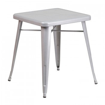23.75'' SQUARE SILVER METAL INDOOR-OUTDOOR TABLE