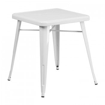 23.75'' SQUARE WHITE METAL INDOOR-OUTDOOR TABLE