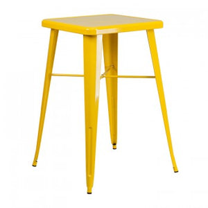 23.75'' SQUARE YELLOW METAL INDOOR-OUTDOOR BAR HEIGHT TABLE