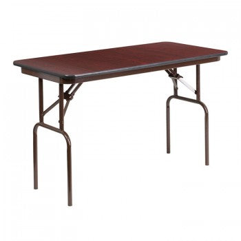 24'' X 48'' RECTANGULAR MAHOGANY MELAMINE LAMINATE FOLDING BANQUET TABLE [YT-2448-MEL-WAL-GG]