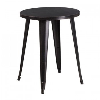 24'' ROUND BLACK-ANTIQUE GOLD METAL INDOOR-OUTDOOR TABLE