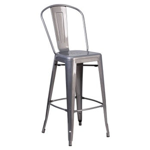 Phoenix 30'' High Clear Coated Indoor Counter Height Stool with Back / WOOD SEAT OPTION