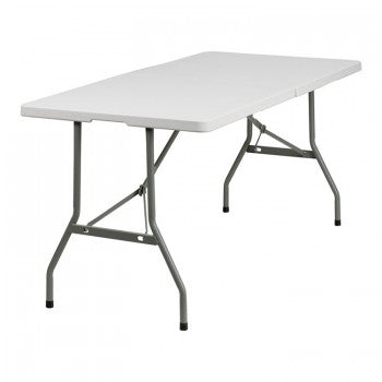 30''W X 60''L BI-FOLD GRANITE WHITE PLASTIC FOLDING TABLE [RB-3060FH-GG]