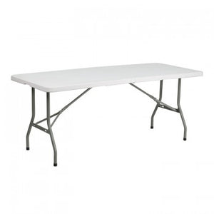 30''W X 72''L BI-FOLD GRANITE WHITE PLASTIC FOLDING TABLE [RB-3072FH-GG]