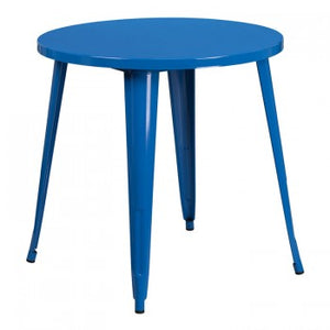 30'' ROUND BLUE METAL INDOOR-OUTDOOR TABLE