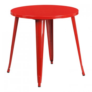 30'' ROUND RED METAL INDOOR-OUTDOOR TABLE