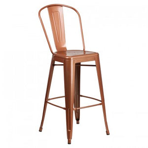 PHOENIX - 30" HIGH COPPER METAL STOOL / WOOD SEAT OPTION