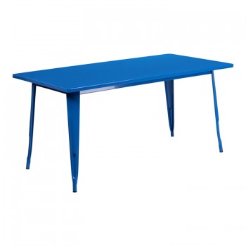 31.5'' X 63'' RECTANGULAR BLUE METAL INDOOR-OUTDOOR TABLE