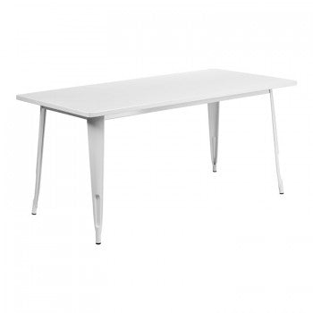 31.5'' X 63'' RECTANGULAR WHITE METAL INDOOR-OUTDOOR TABLE
