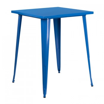31.5'' SQUARE BAR HEIGHT BLUE METAL INDOOR-OUTDOOR TABLE