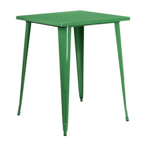31.5'' SQUARE BAR HEIGHT GREEN METAL INDOOR-OUTDOOR TABLE