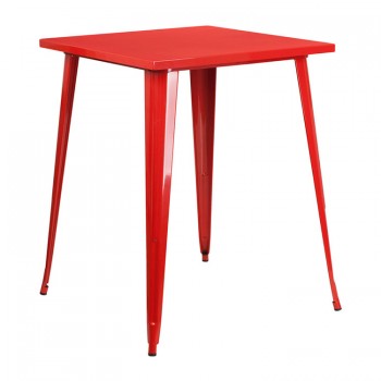 31.5'' SQUARE BAR HEIGHT RED METAL INDOOR-OUTDOOR TABLE