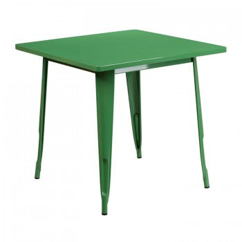 31.5'' SQUARE GREEN METAL INDOOR-OUTDOOR TABLE