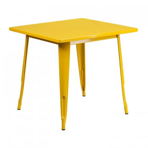 31.5'' SQUARE YELLOW METAL INDOOR-OUTDOOR TABLE