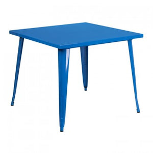 35.5'' SQUARE BLUE METAL INDOOR-OUTDOOR TABLE
