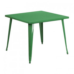 35.5'' SQUARE GREEN METAL INDOOR-OUTDOOR TABLE