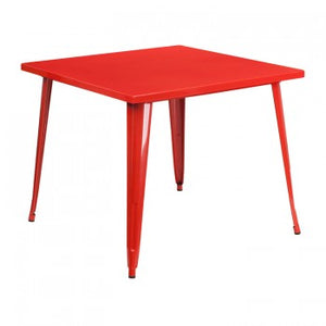 35.5'' SQUARE RED METAL INDOOR-OUTDOOR TABLE