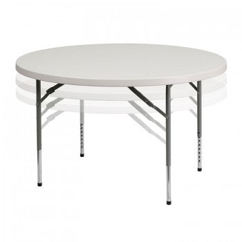 48'' ROUND HEIGHT ADJUSTABLE GRANITE WHITE PLASTIC FOLDING TABLE [RB-48-ADJUSTABLE-GG]