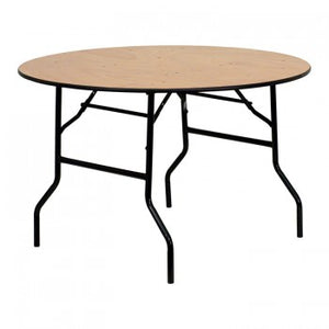 48'' ROUND WOOD FOLDING BANQUET TABLE WITH CLEAR COATED FINISHED TOP [YT-WRFT48-TBL-GG]