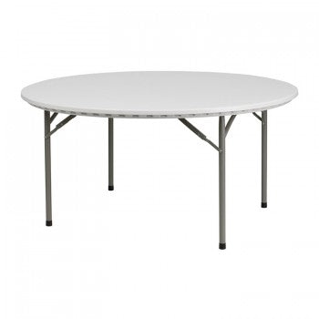 60'' ROUND GRANITE WHITE PLASTIC FOLDING TABLE [RB-60R-GG]