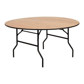 60'' ROUND WOOD FOLDING BANQUET TABLE WITH CLEAR COATED FINISHED TOP [YT-WRFT60-TBL-GG]
