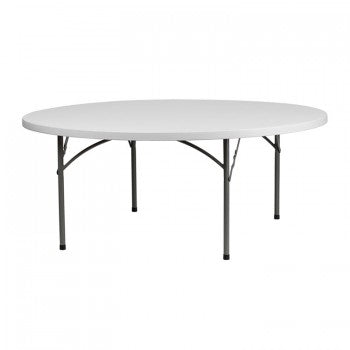 72'' ROUND GRANITE WHITE PLASTIC FOLDING TABLE [RB-72R-GG]