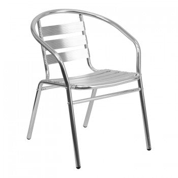 ALUMINUM COMMERCIAL INDOOR-OUTDOOR RESTAURANT STACK CHAIR WITH TRIPLE SLAT BACK [TLH-017B-GG]