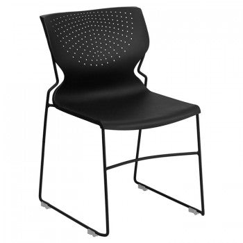ADRIA SERIES BLACK FULL BACK STACK CHAIR WITH BLACK FRAME