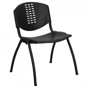 ADRIA SERIES BLACK PLASTIC STACK CHAIR WITH BLACK FRAME