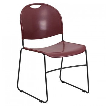 ADRIA SERIES BURGUNDY ULTRA COMPACT STACK CHAIR WITH BLACK FRAME