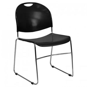 ADRIA SERIES BLACK ULTRA COMPACT STACK CHAIR WITH CHROME FRAME