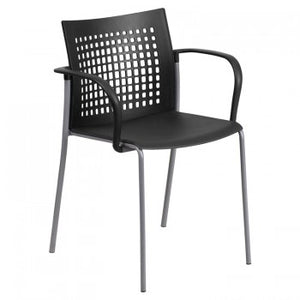 ADRIA SERIES BLACK STACK CHAIR WITH AIR-VENT BACK AND ARMS