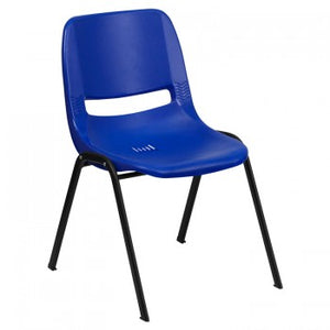 ADRIA SERIES CAPACITY NAVY ERGONOMIC SHELL STACK CHAIR WITH BLACK FRAME AND 12'' SEAT HEIGHT