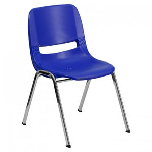 ADRIA SERIES NAVY ERGONOMIC SHELL STACK CHAIR WITH CHROME FRAME AND 18'' SEAT HEIGHT