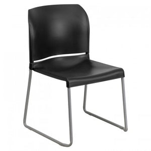 ADRIA SERIES BLACK FULL BACK CONTOURED STACK CHAIR WITH SLED BASE