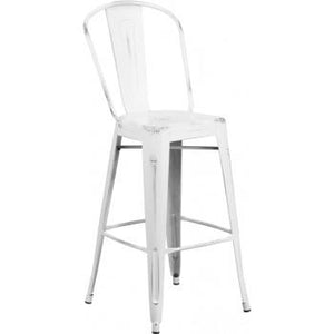 PHOENIX - 24'' & 30" High Distressed White Metal Indoor Counter Height Stool