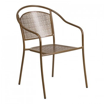 GOLD INDOOR-OUTDOOR STEEL PATIO ARM CHAIR WITH ROUND BACK [CO-3-GD-GG]