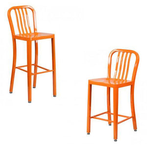 NAVY CURVE - 24'' & 30" Orange Metal Bar Stool