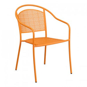 ORANGE INDOOR-OUTDOOR STEEL PATIO ARM CHAIR WITH ROUND BACK [CO-3-OR-GG]