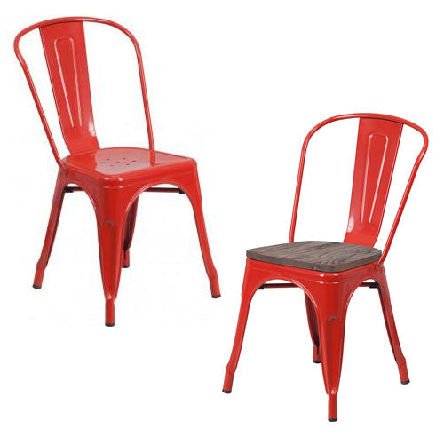 PHOENIX - RED METAL CHAIR / WOOD SEAT OPTION