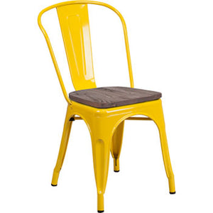 PHOENIX - YELLOW METAL CHAIR / WOOD SEAT OPTION