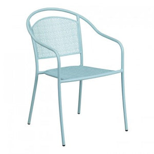 SKY BLUE INDOOR-OUTDOOR STEEL PATIO ARM CHAIR WITH ROUND BACK [CO-3-SKY-GG]