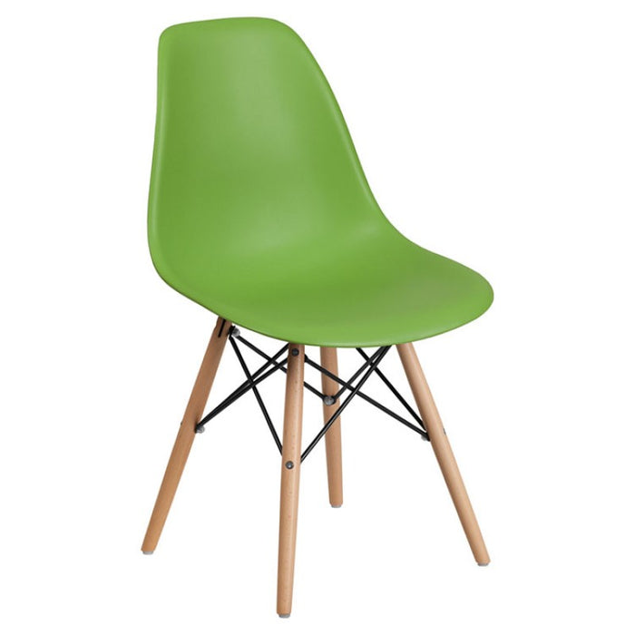SUMATRA SERIES GREEN PLASTIC CHAIR WITH WOOD BASE