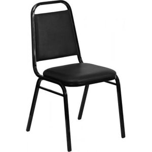 ADRIA Series Upholstered Stack Chair with Trapezoidal Back and a 1.5'' Padded Foam Seat - Black Vinyl with Black Frame [FD-BHF-2-GG]